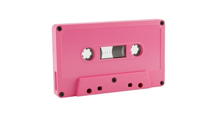Fototapeta premium Isolated Pink Audio Cassette Tape a Vintage Music Recording in 3d