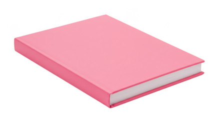 Isolated Pink Hardcover Book With Blank Cover on Transparent Background