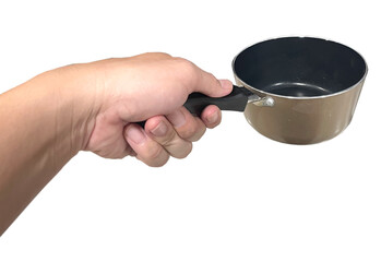 Hand holding the pot.