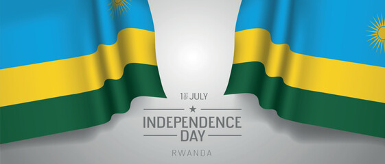 Fototapeta premium Rwanda happy independence day greeting card, banner with template text vector illustration