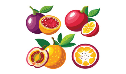 Naklejka premium Passion fruit variety pack illustration
