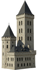 Fototapeta premium Isolated Medieval Stone Fortress Castle Towers on Transparent Background