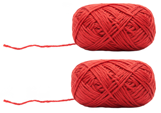 Isolated PNG Image of Two Red Yarn Balls Fiber Thread Wool