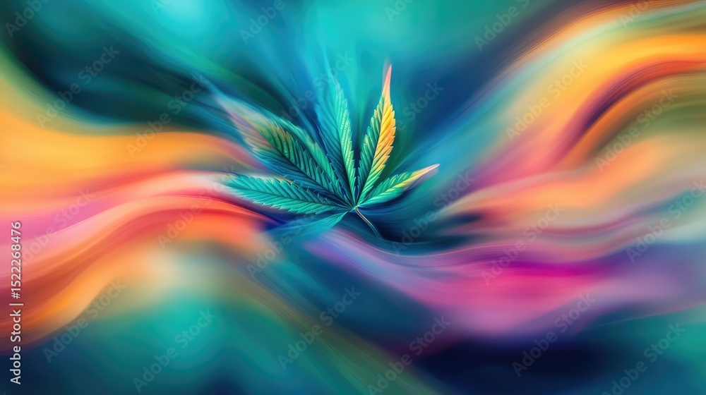 Poster abstract colorful background with artistic leaves creating a dynamic flowing design surrounded by so