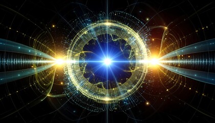 Obraz premium Quantum Encryption Paired Singularity Points & Entangled States Visualization