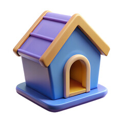 pet house. 3d rendering isolated on white background. Cartoon plastic style, Perfect for pet-related branding, kids' content, game assets, and decorative illustrations.