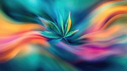 Abstract Colorful Background with Artistic Leaves Creating a Dynamic Flowing Design Surrounded by Soft Colors and Light Effects in a Modern Style