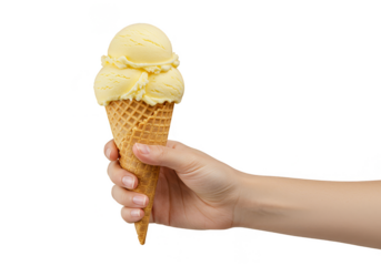 Isolated PNG of Ice Cream Cone Held In Hand with Transparent Backdrop