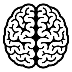 Black and white illustration of a human brain