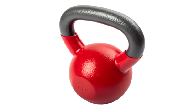 Red kettlebell fitness training weight isolated on transparent background - Powered by Adobe