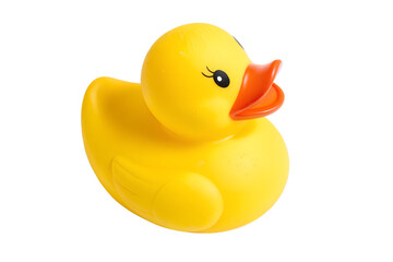 Rubber duck bath toy cute yellow object isolated on transparent background