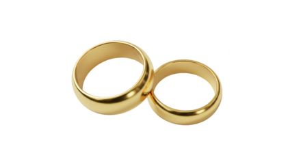Isolated PNG Two Gold Wedding Rings Celebrating Love and Marriage