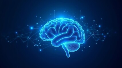 human brain model, human brain on blue background