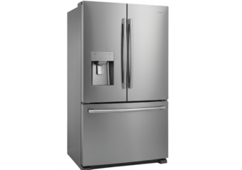 Isolated Refrigerator Appliance In Stainless Steel On Transparent Background