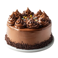 A delicious, chocolate cake topped with creamy frosting. a mouthwatering dessert to satisfy your cravings.