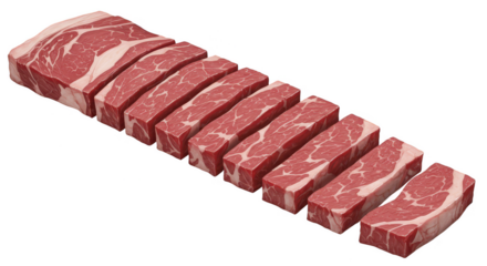 Isolated Sliced Fresh Raw Beef Steak Meat Red Color Protein Source