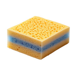 A close-up shot of a colorful sponge, showcasing its unique layers and textured surface, hinting at its cleaning potential and versatility.