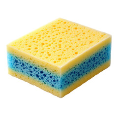 A new sponge's close-up showcases the unique texture and design, highlighting its porous structure, vibrant colors, and everyday cleaning applications.