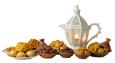 Isolated Ramadan Lantern with Arabic Sweets Dates on Transparent Background