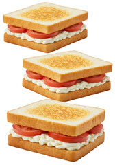 Fototapeta premium Isolated Stack Of Tomato Toast Sandwich With Cream And Delicious Snack