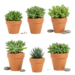 Fototapeta premium Isolated Potted Succulent Arrangement on Transparent Background Collection