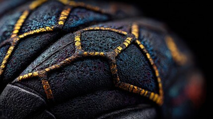 Close up Macro  of a Dark Beetle's Exoskeleton Showing Intricate Details and Textures