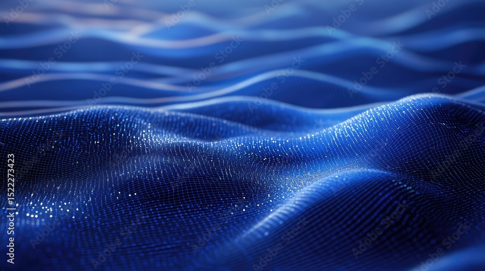 Poster soft undulating waves of deep blue with sparkling highlights create a mesmerizing aquatic surface th