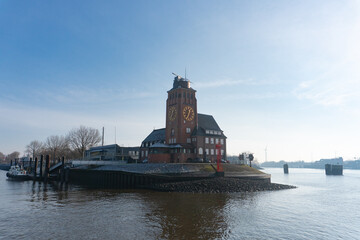 Lotsenhaus Seemannshoft at the confluence of Elbe River in Hamburg, Germany