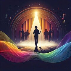 Vibrant Stage Performance with Colorful Lights  
