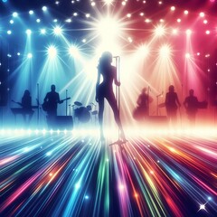 Vibrant Stage Performance with Colorful Lights  
