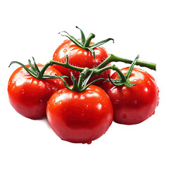 A cluster of vibrant red, freshly picked tomatoes glistens, a testament to nature's bounty and culinary potential.