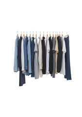 Isolated Apparel Collection on Rack Garment Fashion Clothing Hanger Style