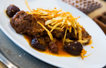 Catalan stew with raisins and plums. High quality photo