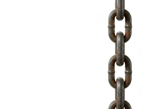 Isolated Rusty Metal Chain Link Strong on Transparent Background