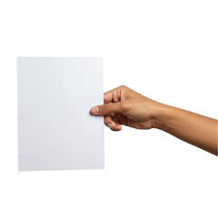 Fototapeta premium Isolated Background Hand Holding Blank White Paper Sheet Mockup Design