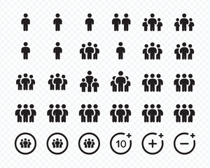 Team and Group Icon Collection for UI Design and Social Concepts Vector