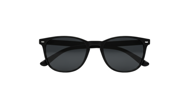 Isolated Sunglasses Black Frame Protection Against Sun on Transparent Background