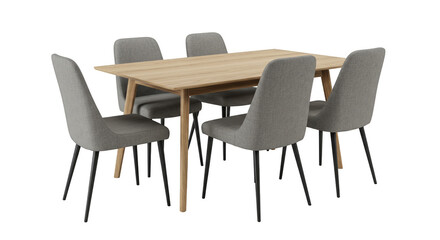 Isolated Transparent Background 3D Rendering Dining Table and Chairs Set