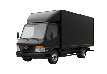 Isolated Black Delivery Truck Cargo Vehicle on Transparent Background