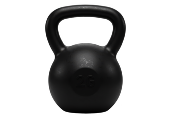 Isolated Black Kettlebell Weight on Transparent Background for Fitness and Gym