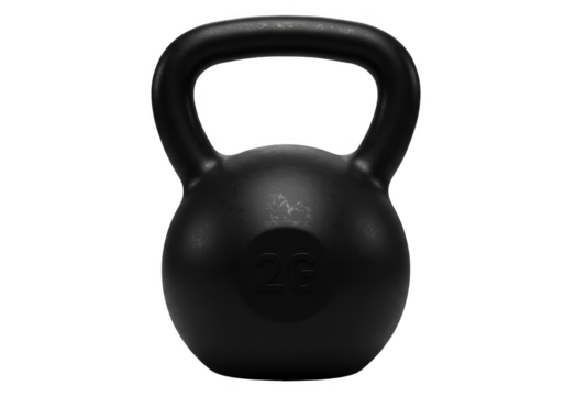 Isolated Black Kettlebell Weight on Transparent Background for Fitness and Gym
