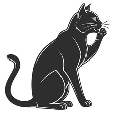 Silhouette of a Licking Cat