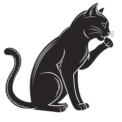 Silhouette of a Licking Cat