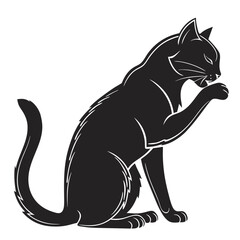 Silhouette of a Licking Cat