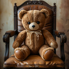 A vintage-style teddy bear with stitched eyes and a charming bowtie.