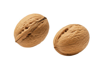 Isolated Transparent Background of Two Walnuts Rich in Unsaturated Fat