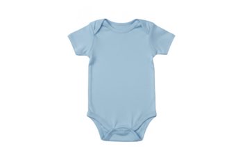 Isolated Transparent Background of Blue Cotton Baby Onesie Bodysuit