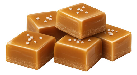 Isolated Transparent Background Photo of Sweet Salted Caramel Candies