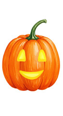 Obraz premium Isolated Transparent Background of Cheerful Orange Halloween Pumpkin Illustration