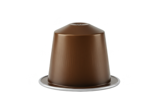 Isolated Transparent Background Shot of Single Brown Coffee Capsule